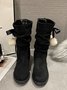 Christmas Pompom Decor Plus Size Faux Suede Slouchy Boots