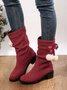 Christmas Pompom Decor Plus Size Faux Suede Slouchy Boots