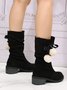 Christmas Pompom Decor Plus Size Faux Suede Slouchy Boots