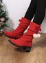 Christmas Pompom Decor Plus Size Faux Suede Slouchy Boots