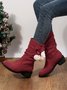 Christmas Pompom Decor Plus Size Faux Suede Slouchy Boots