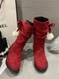 Christmas Pompom Decor Plus Size Faux Suede Slouchy Boots