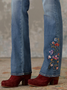 Regular Fit Floral Denim Casual Jeans