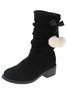 Christmas Pompom Decor Plus Size Faux Suede Slouchy Boots