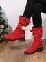 Christmas Pompom Decor Plus Size Faux Suede Slouchy Boots