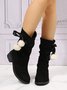 Christmas Pompom Decor Plus Size Faux Suede Slouchy Boots