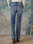 Regular Fit Floral Denim Casual Jeans