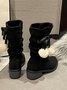 Christmas Pompom Decor Plus Size Faux Suede Slouchy Boots