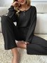Waffle Loose Button Casual Two-Piece Set