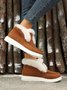 Women Warm Plus Size Casual Color Block Flat Heel Furry Snow Boots