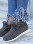 Women Warm Plus Size Casual Color Block Flat Heel Furry Snow Boots