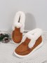 Women Warm Plus Size Casual Color Block Flat Heel Furry Snow Boots