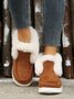 Women Warm Plus Size Casual Color Block Flat Heel Furry Snow Boots