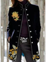 Stand Collar Loose Casual Floral Overcoat