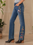 Casual Loose Floral Denim Jeans