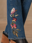 Casual Loose Floral Denim Jeans