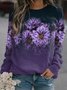 Loose Casual Crew Neck Floral Sweatshirt