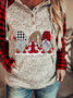 Christmas Casual Loose Hoodie Plaid Sweatshirt