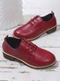 Plain Color Split Joint Casual Lace-Up Flat Shoes