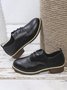 Plain Color Split Joint Casual Lace-Up Flat Shoes