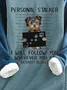 Women's Fleece Sweatshirt Pullover Cute Doggy Printed Round Neck Long Sleeve 