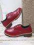 Plain Color Split Joint Casual Lace-Up Flat Shoes