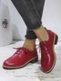 Plain Color Split Joint Casual Lace-Up Flat Shoes