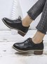 Plain Color Split Joint Casual Lace-Up Flat Shoes