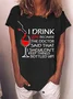 Women Text Letters Short Sleeve Tee T-shirt Crew Neck Casual Summer Top