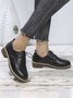 Plain Color Split Joint Casual Lace-Up Flat Shoes