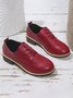 Plain Color Split Joint Casual Lace-Up Flat Shoes