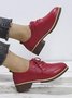 Plain Color Split Joint Casual Lace-Up Flat Shoes