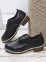 Plain Color Split Joint Casual Lace-Up Flat Shoes