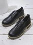 Plain Color Split Joint Casual Lace-Up Flat Shoes