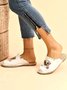 Plus Size Dog Embroidered Canvas Espadrille Slides