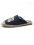 Plus Size Dog Embroidered Canvas Espadrille Slides