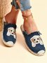 Plus Size Dog Embroidered Canvas Espadrille Slides