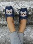 Plus Size Dog Embroidered Canvas Espadrille Slides