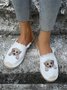 Plus Size Dog Embroidered Canvas Espadrille Slides