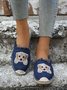 Plus Size Dog Embroidered Canvas Espadrille Slides