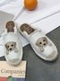 Plus Size Dog Embroidered Canvas Espadrille Slides
