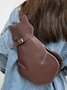 Cat Motif Buckle Zip Messenger Bag