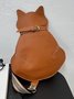 Cat Motif Buckle Zip Messenger Bag