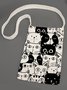 Cat Canvas Crossbody Shopping Bag