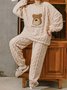Bear Pattern Plush Warm Homewear Suit Plus Size