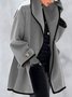 JFN Women Lapel Woolen Cloth Button Long Sleeve Shawl Collar Cardigan Coat	