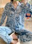 Lapel Long Sleeve Casual Cartoon Homewear Two Piece Plus Size