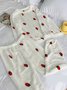 Strawberry Print Long Sleeve Pants Casual Loungewear Two Piece Plus Size