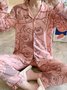 Lapel Long Sleeve Casual Cartoon Homewear Two Piece Plus Size