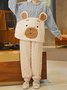 Bear Pattern Plush Warm Homewear Suit Plus Size